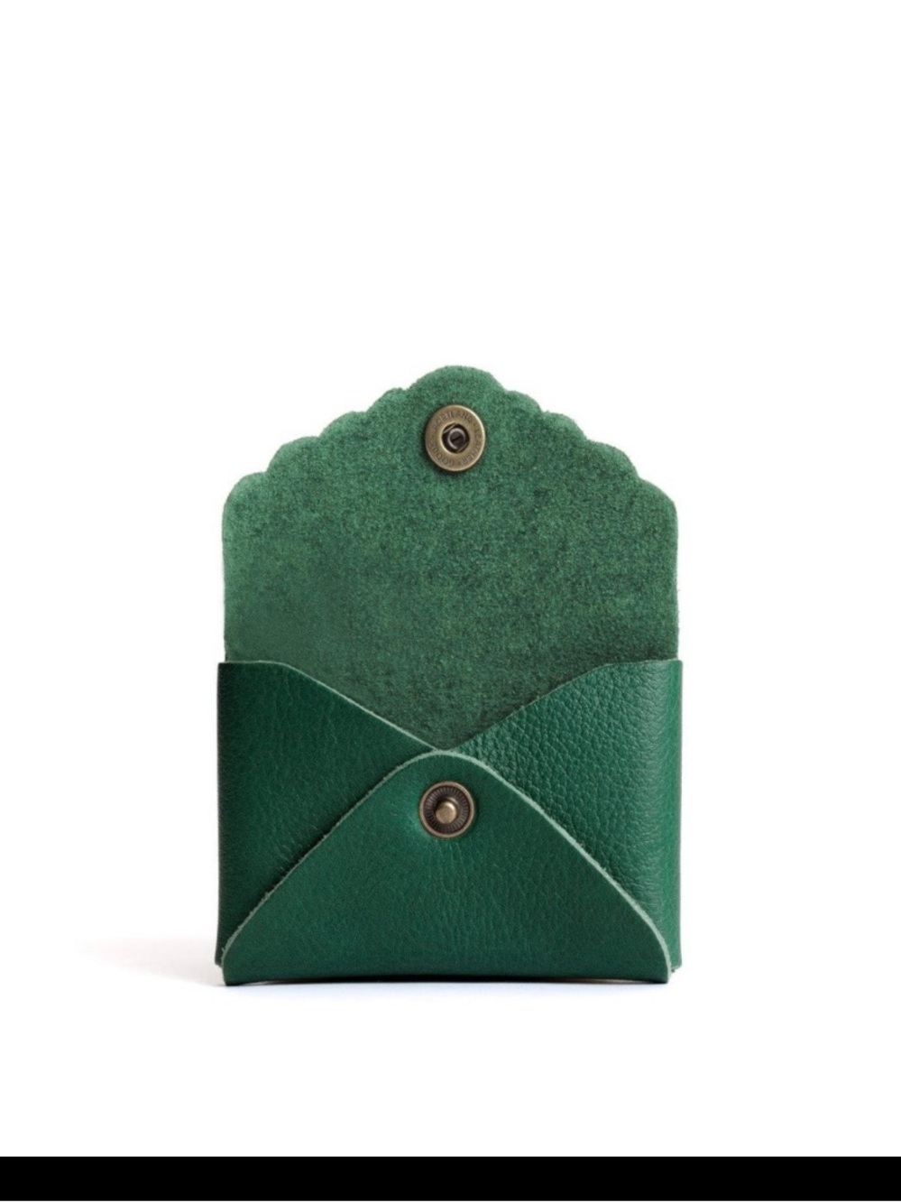 Portland Leather Bacalar Green Daisy Scallop Envelope Wallet - Picture 2 of 5